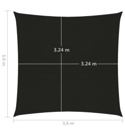 Voile d'ombrage 160 g/m² Noir 3,6x3,6 m PEHD