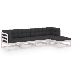 Salon de jardin 5 pcs avec coussins Bois de pin massif