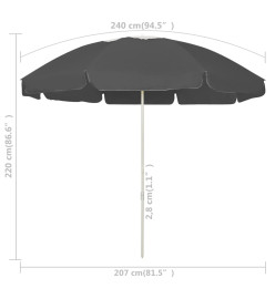 Parasol de plage Anthracite 240 cm