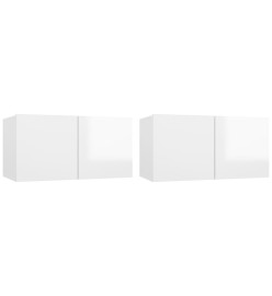 Ensemble de meubles TV 4 pcs Blanc brillant Bois d'ingénierie