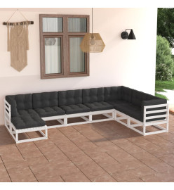 Salon de jardin 8 pcs avec coussins Bois de pin massif