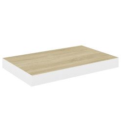 Étagère murale flottante Chêne et blanc 50x23x3,8 cm MDF