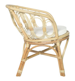 Chaise de salle à manger avec coussin Rotin naturel et lin