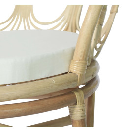 Chaise de salle à manger avec coussin Rotin naturel et lin