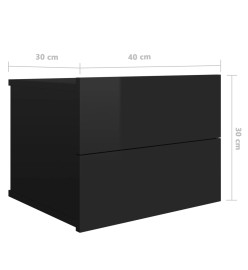 Tables de chevet 2 pcs Noir brillant 40 x 30 x 30 cm Aggloméré