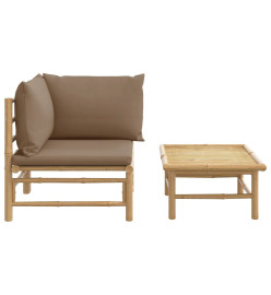 Salon de jardin 2 pcs avec coussins taupe bambou