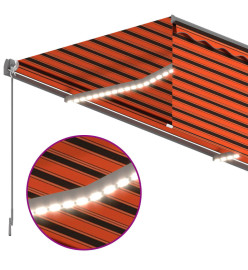 Auvent automatique store capteur de vent LED 4x3m Orange marron