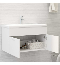 Armoire d'évier avec lavabo intégré Blanc Aggloméré