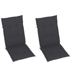 Chaises de jardin 2 pcs avec coussins anthracite Bois de teck