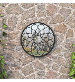 Miroir de jardin Noir 60x3 cm Fer Rond utilisation extérieure