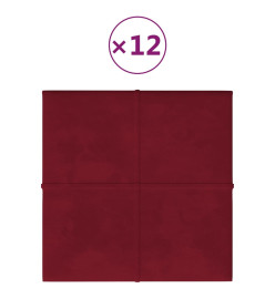 Panneaux muraux 12 pcs Rouge bordeaux 30x30 cm Velours 1,08 m²