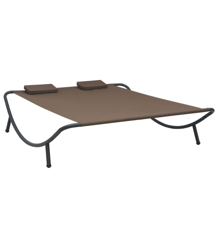 Chaise longue d'extérieur Tissu Marron Chaise longue d'extérieur Tissu Marron