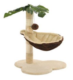 Arbre à chat avec griffoir en sisal 50 cm Beige et Marron