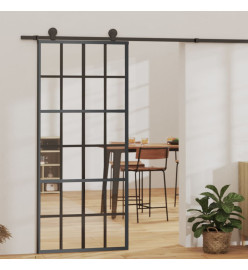 Porte coulissante Verre ESG et aluminium 90x205 cm Noir