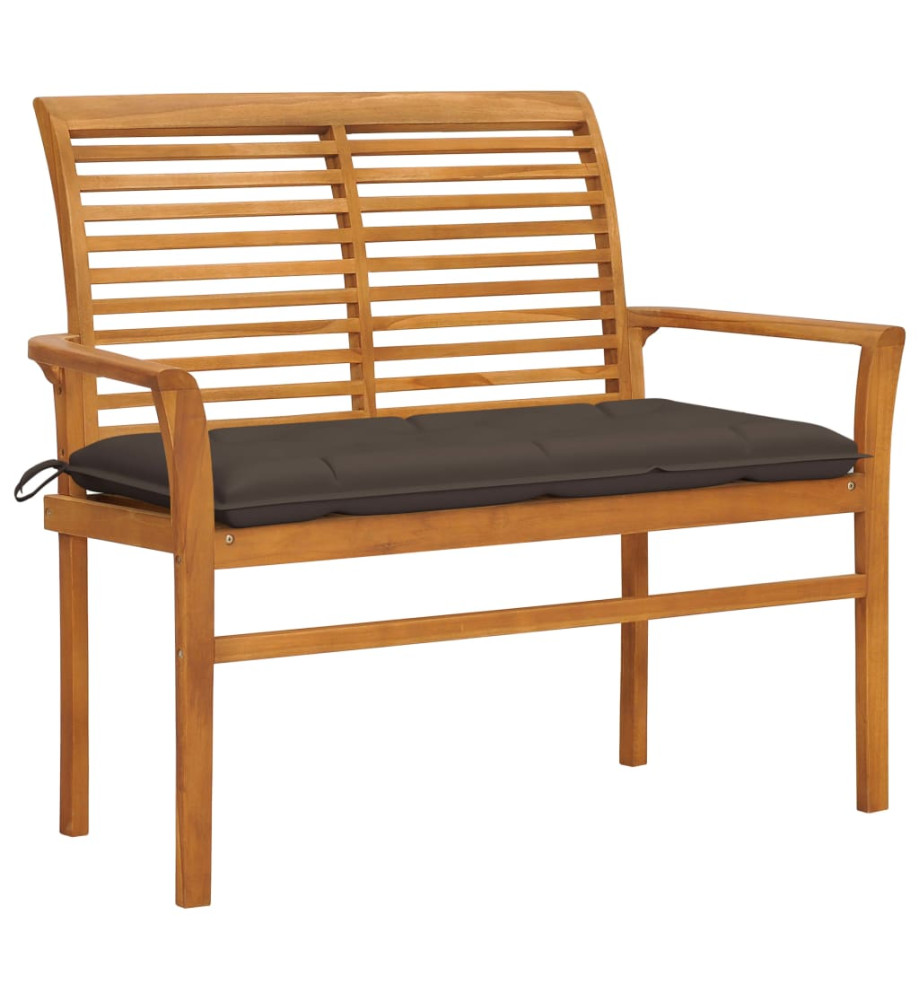 Banc de jardin avec coussin taupe 112 cm Bois de teck massif