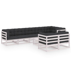 Salon de jardin 9 pcs avec coussins Bois de pin massif