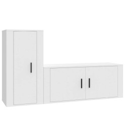 Ensemble de meubles TV 2 pcs Blanc Bois d'ingénierie