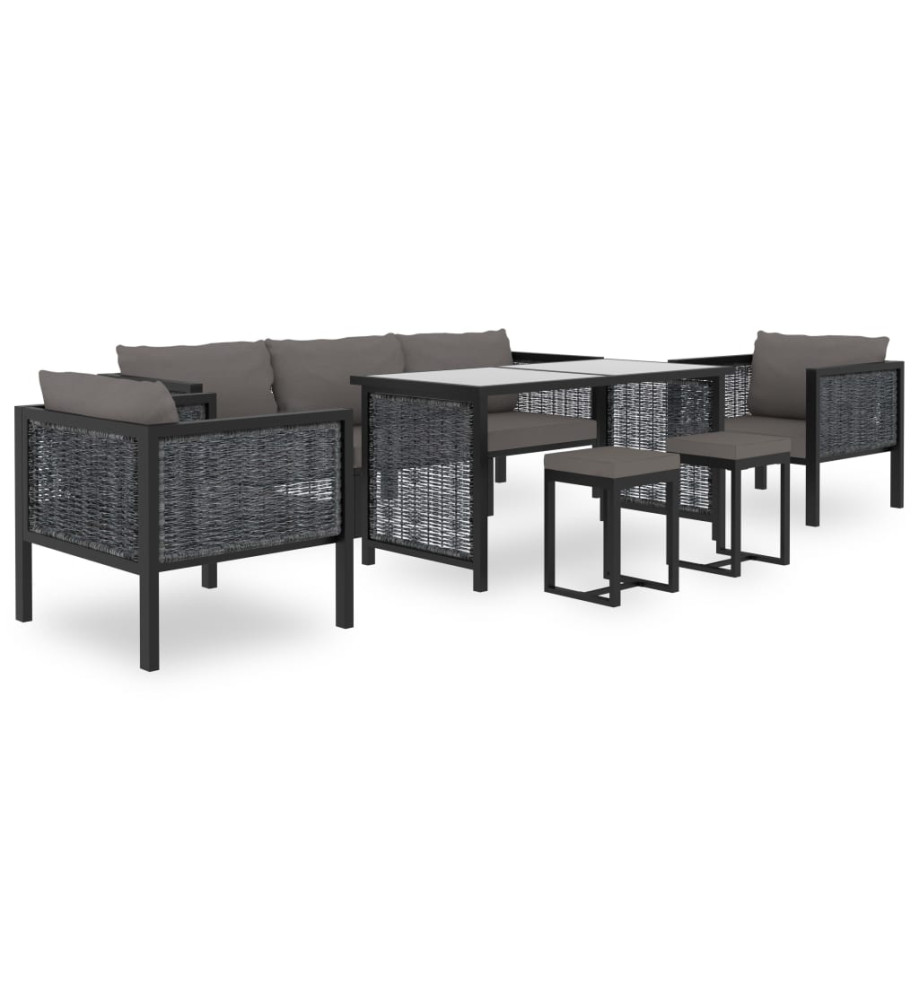 Salon de jardin 8 pcs avec coussins Résine tressée Anthracite Salon de jardin 8 pcs avec coussins Résine tressée Anthracite