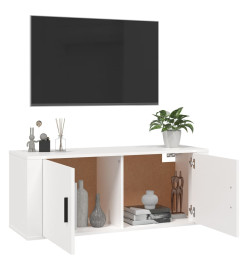 Meuble TV mural Blanc 100x34,5x40 cm