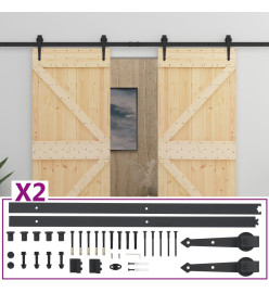 Porte coulissante avec kit de quincaillerie 80x210cm Pin massif