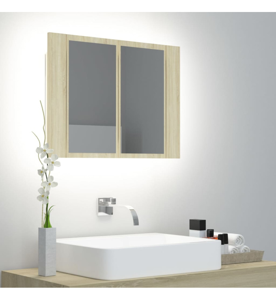 Armoire à miroir à LED de bain Chêne sonoma 60x12x45 Acrylique