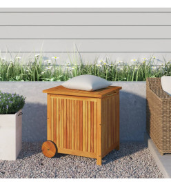 Boîte de rangement de jardin avec roues 60x50x58 cm Bois acacia