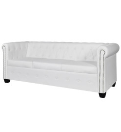 Canapé Chesterfield à 3 places cuir synthétique blanc