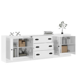 Buffets 3 pcs blanc brillant bois d'ingénierie