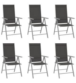 Chaises de jardin pliables 6 pcs Textilène Noir