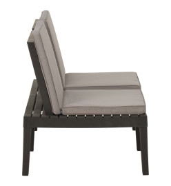 Banc de salon de jardin avec coussin Plastique Gris