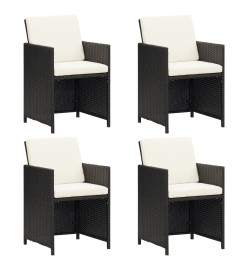 Chaises de jardin 4 pcs Résine tressée Noir