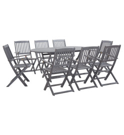 Mobilier à dîner de jardin 9 pcs Bois d'acacia massif Gris