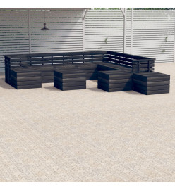 Salon palette de jardin 12 pcs Bois de pin massif Gris foncé
