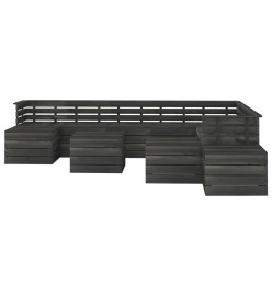 Salon palette de jardin 12 pcs Bois de pin massif Gris foncé