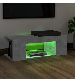 Meuble TV avec lumières LED gris béton 90x39x30 cm