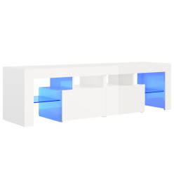 Meuble TV avec lumières LED Blanc brillant 140x36,5x40 cm