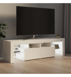 Meuble TV avec lumières LED Blanc brillant 140x36,5x40 cm