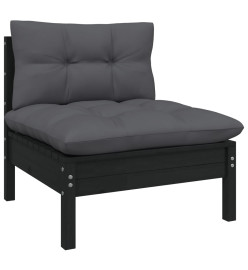 Salon de jardin 8 pcs avec coussins Noir Bois de pin solide