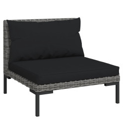 Salon de jardin 12 pcs avec coussins Résine tressée Gris foncé