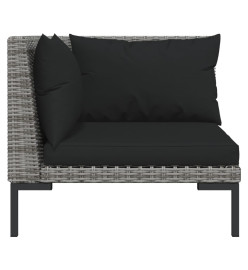 Salon de jardin 12 pcs avec coussins Résine tressée Gris foncé