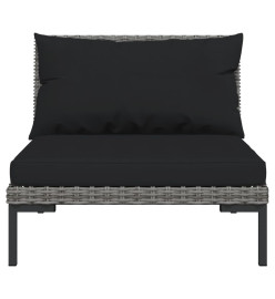 Salon de jardin 5 pcs avec coussins Résine tressée Gris foncé