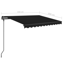 Auvent rétractable manuel avec poteaux 3,5x2,5 m Anthracite