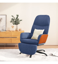 Chaise de relaxation avec repose-pied Bleu Tissu