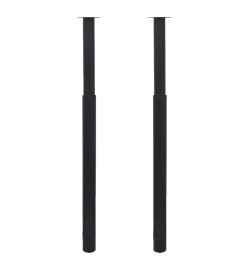 Pied de table télescopique 2 pcs Noir 710 mm - 1100 mm