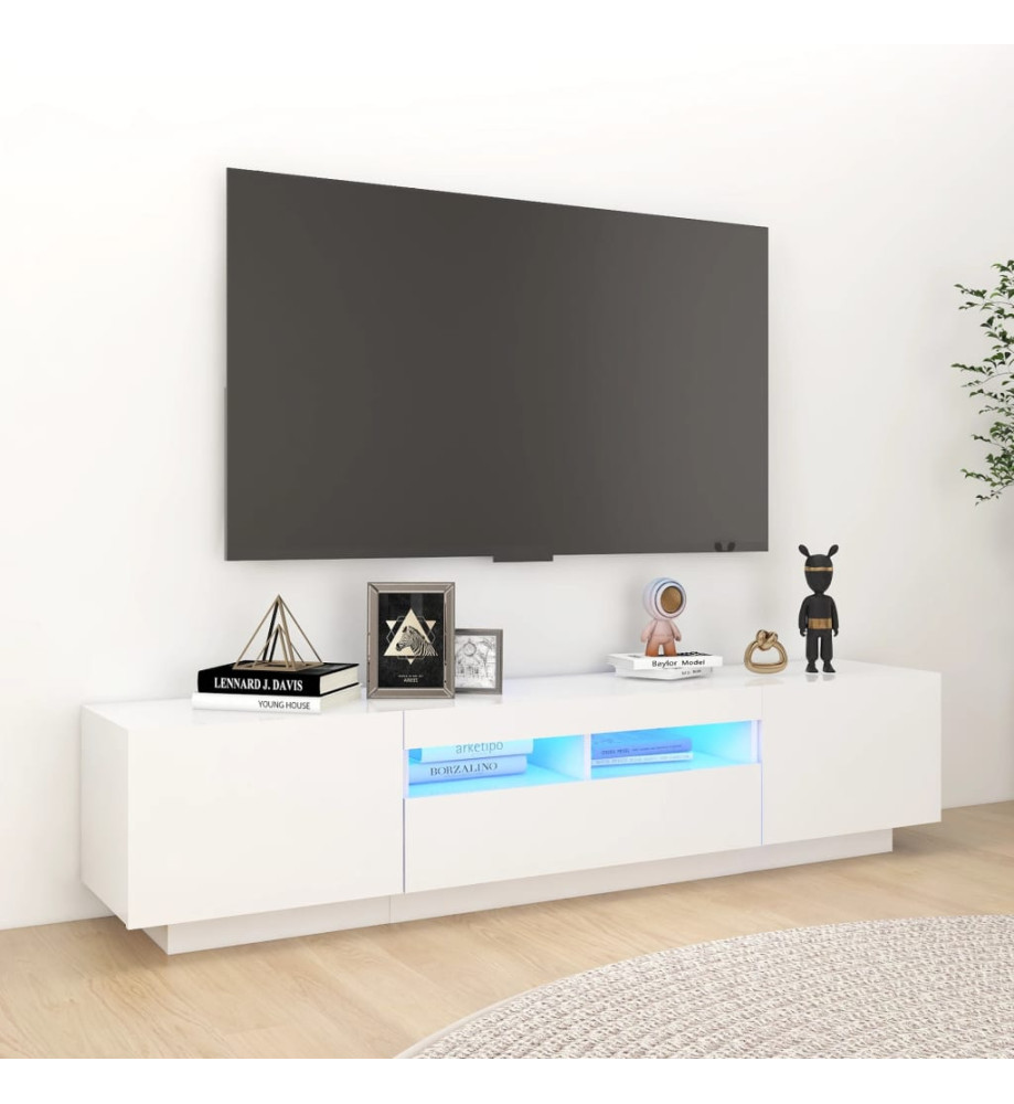 Meuble TV avec lumières LED Blanc 180x35x40 cm