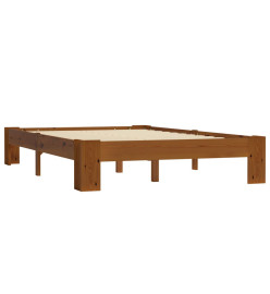 Cadre de lit Marron clair Bois de pin massif 140 x 200 cm