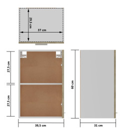 Armoire suspendue Chêne sonoma 39,5x31x60 cm Aggloméré