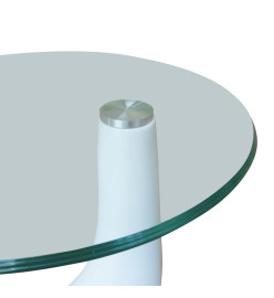 Table basse avec dessus de table en verre rond Blanc brillant