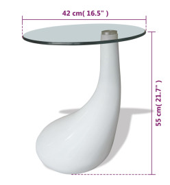 Table basse avec dessus de table en verre rond Blanc brillant