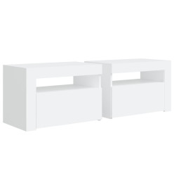 Tables de chevet 2 pcs avec LED Blanc 60x35x40 cm